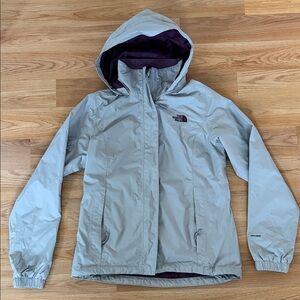 The North Face Light Gray Jacket with Purple Lining